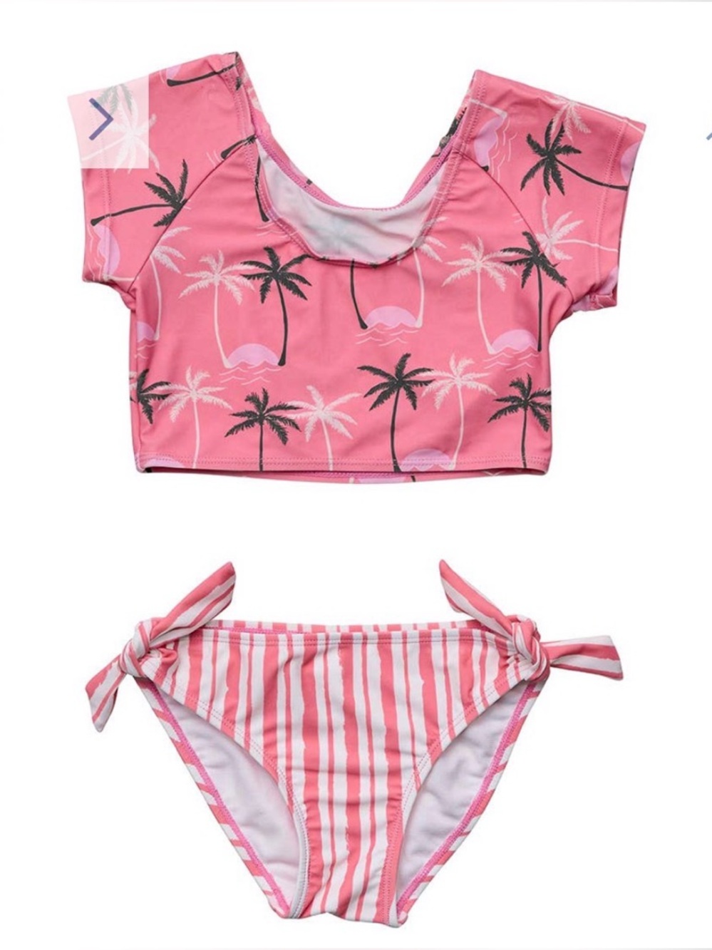 NWT Snapper Rock Palm Paradise Sustainable Crop SS Rash Top Set Girls Size 14
